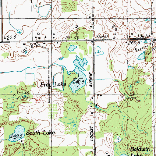 Topographic Map of Frey Lake, MI