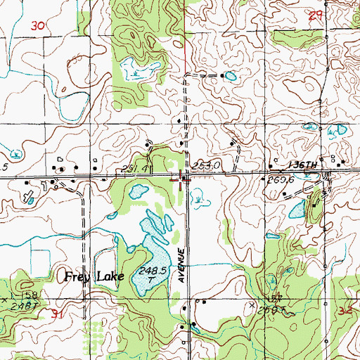 Topographic Map of Frey School, MI