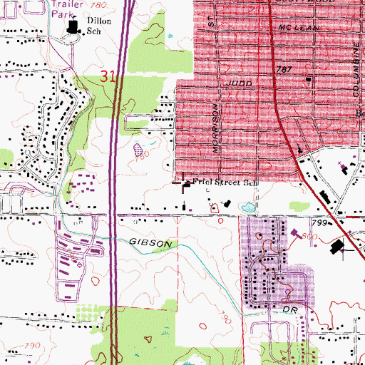 Topographic Map of Friel Street School, MI