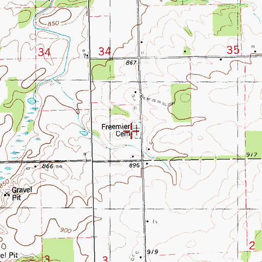 Topographic Map of Freemire Cemetery, MI