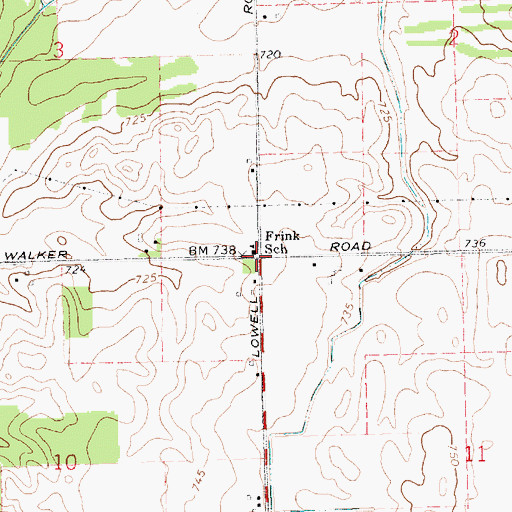 Topographic Map of Frink School, MI