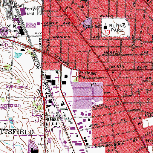 Topographic Map of Frisinger Park, MI