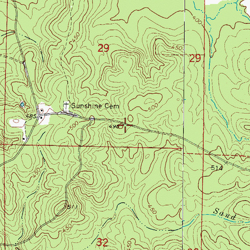 Topographic Map of Piney Grove School (historical), AR