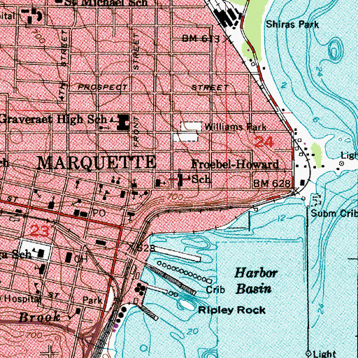 Topographic Map of Froebel Howard School, MI