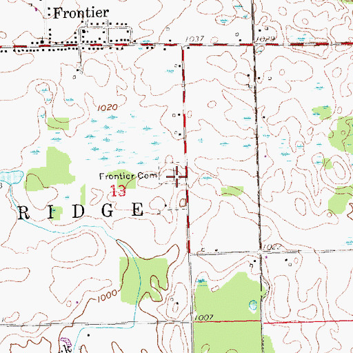 Topographic Map of Frontier Cemetery, MI