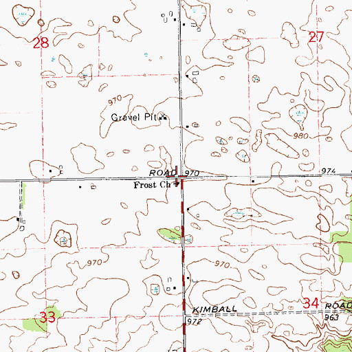 Topographic Map of Frost Church, MI