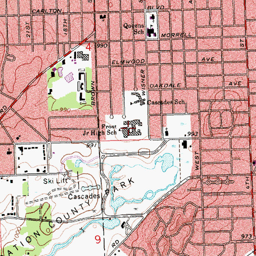 Topographic Map of Frost Junior High School, MI