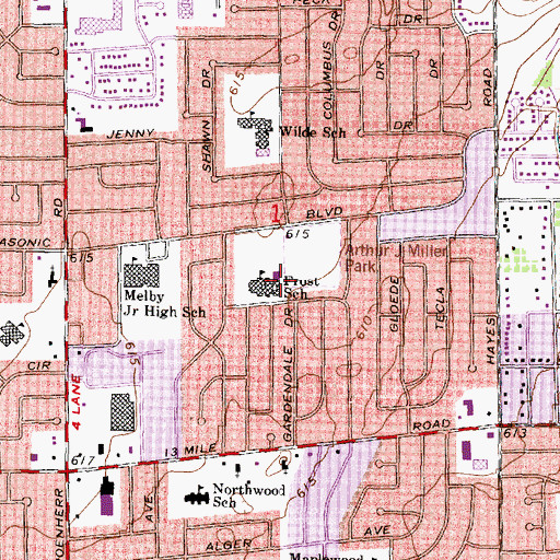 Topographic Map of Frost School, MI