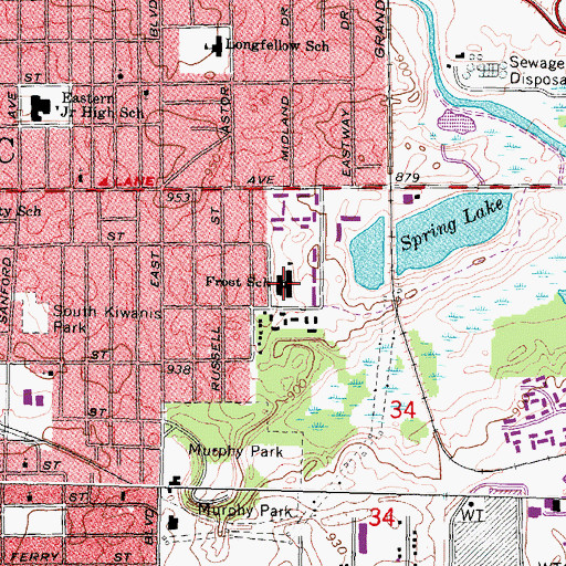 Topographic Map of Frost School, MI