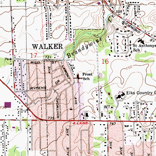 Topographic Map of Frost School, MI