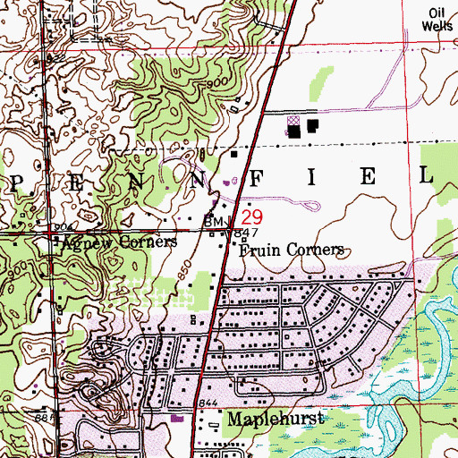 Topographic Map of Fruin Corners, MI