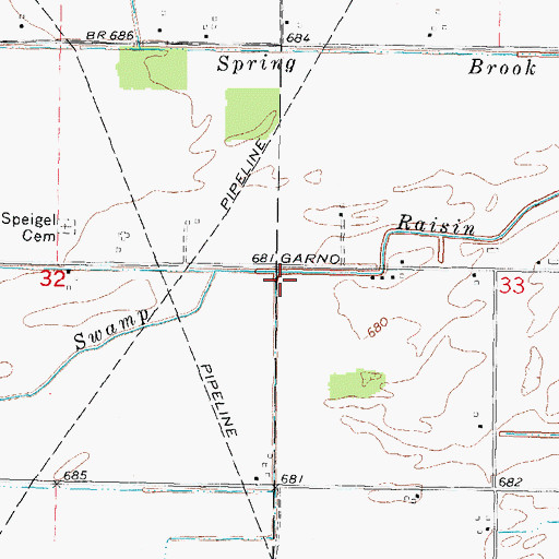 Topographic Map of Fry Drain, MI