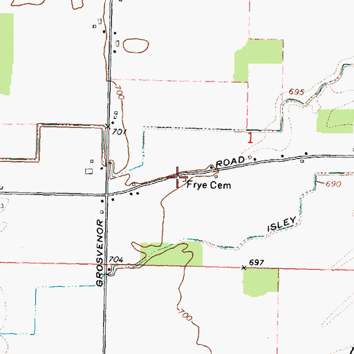 Topographic Map of Frye Cemetery, MI