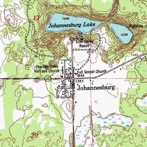 Topographic Map of Full Gospel Church, MI