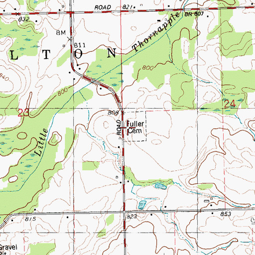 Topographic Map of Fuller Cemetery, MI