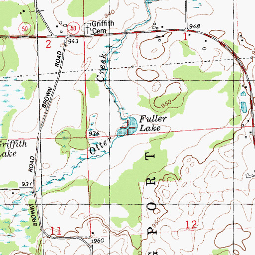 Topographic Map of Fuller Lake, MI