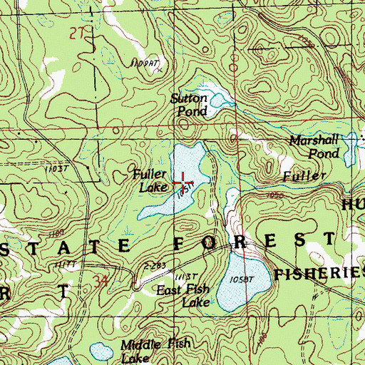 Topographic Map of Fuller Lake, MI