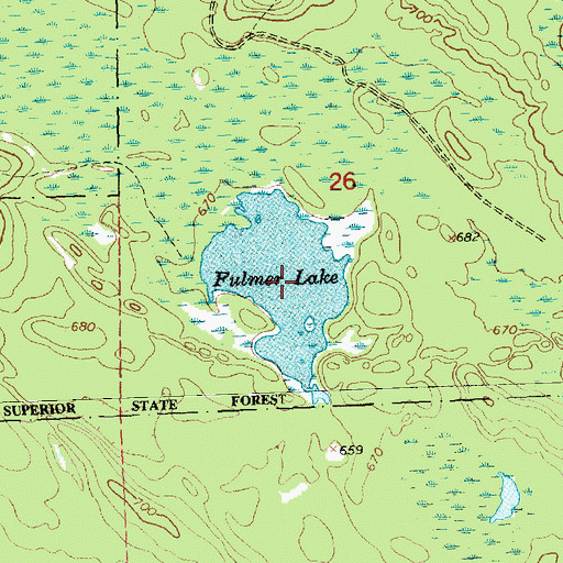 Topographic Map of Fulmer Lake, MI