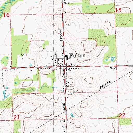 Topographic Map of Fulton, MI