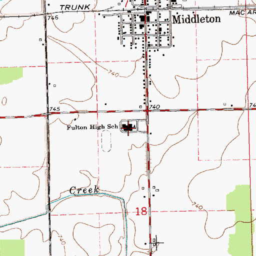 Topographic Map of Fulton High School, MI
