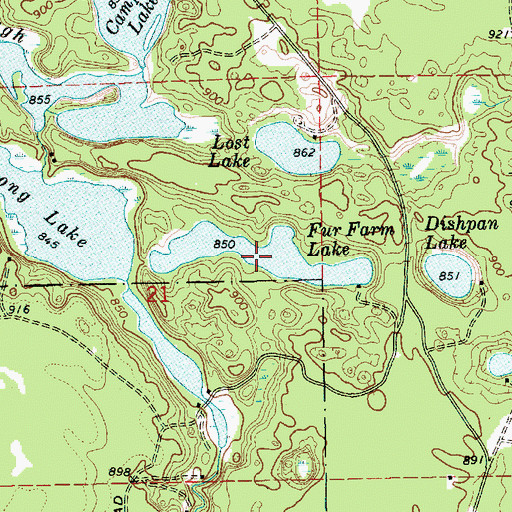 Topographic Map of Fur Farm Lake, MI