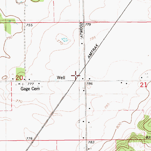 Topographic Map of Gage School, MI