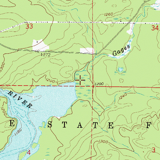 Topographic Map of Gages Creek, MI