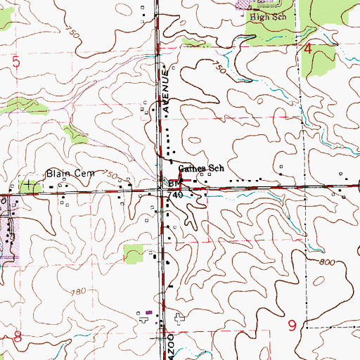 Topographic Map of Gaines School, MI