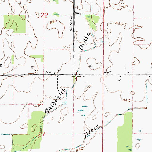 Topographic Map of Galbraith Drain, MI