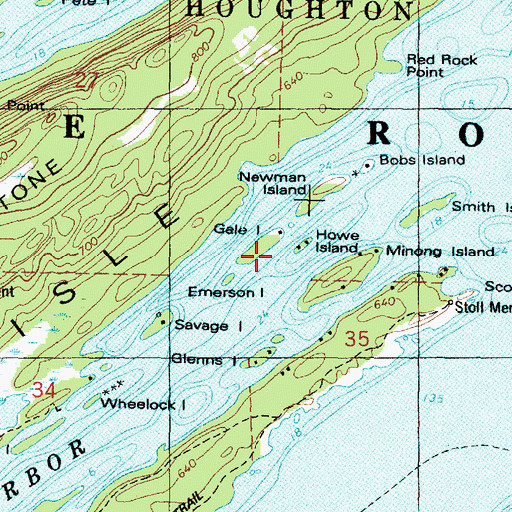 Topographic Map of Gale Island, MI