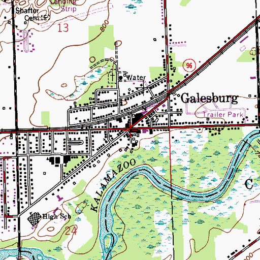 Topographic Map of Galesburg, MI