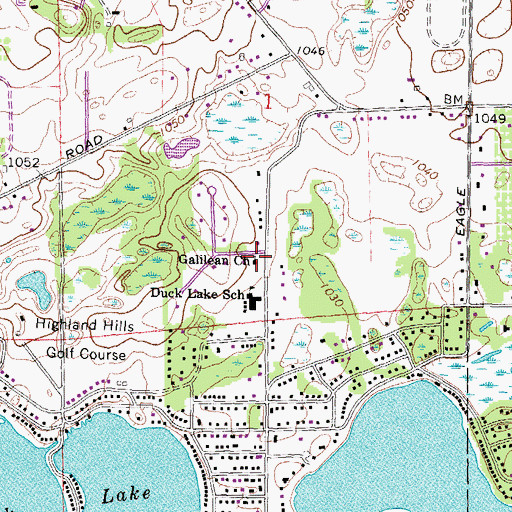 Topographic Map of Galilean Church, MI