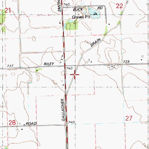 Topographic Map of Gallagher Drain, MI