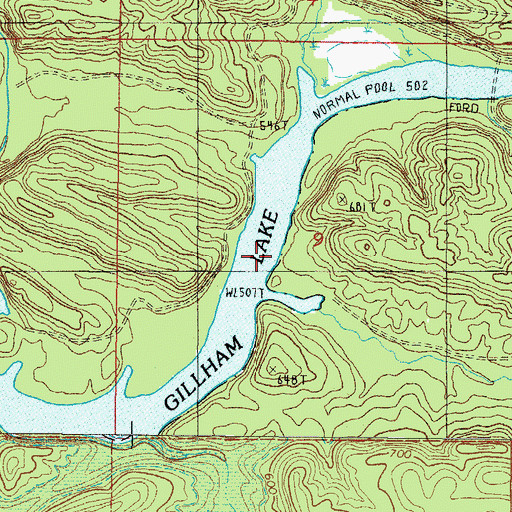 Topographic Map of Rankin Ford, AR