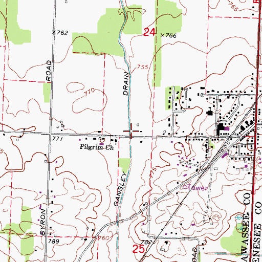Topographic Map of Gansley Drain, MI