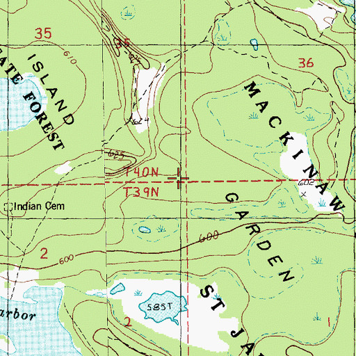 Topographic Map of Garden Island, MI