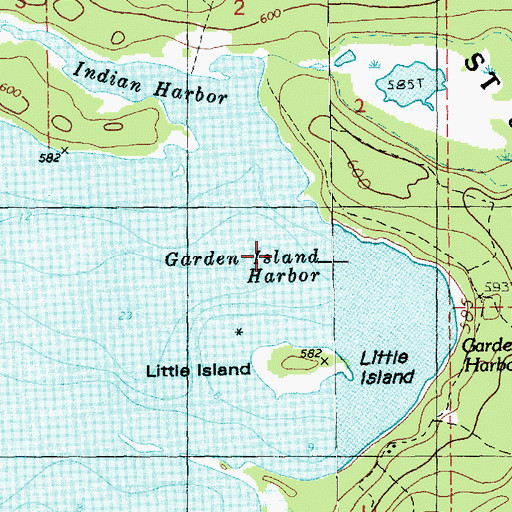 Topographic Map of Garden Island Harbor, MI