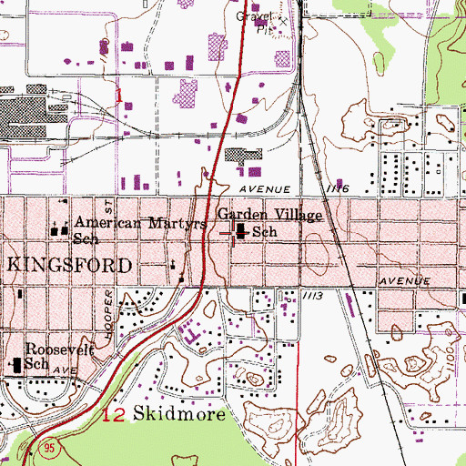 Topographic Map of Garden Village School, MI