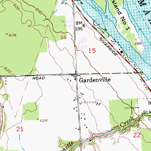 Topographic Map of Gardenville, MI