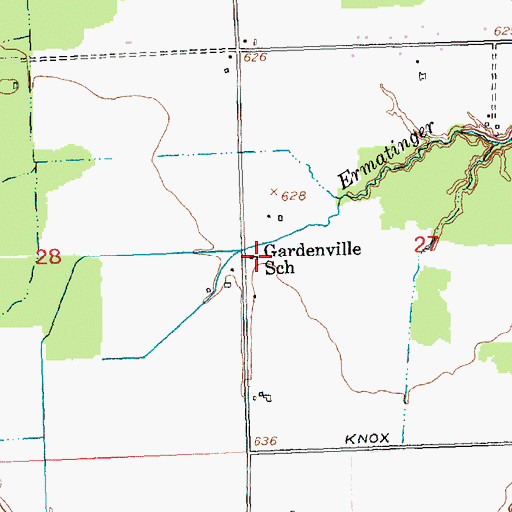 Topographic Map of Gardenville School, MI