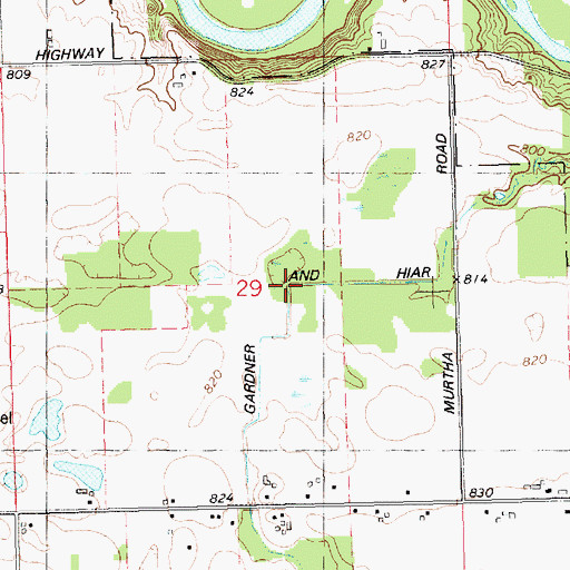 Topographic Map of Gardner Hiar Drain, MI