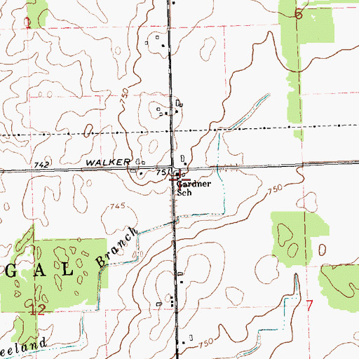 Topographic Map of Gardner School, MI