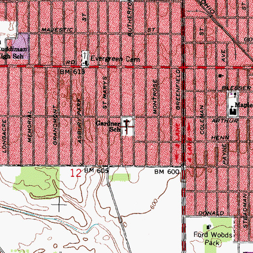 Topographic Map of Gardner School, MI