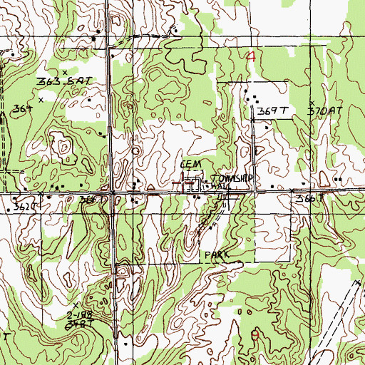 Topographic Map of Garfield Cemetery, MI