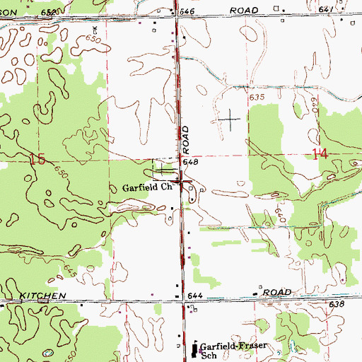 Topographic Map of Garfield Church, MI