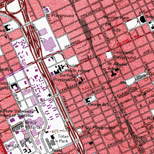 Topographic Map of Garfield Playground, MI