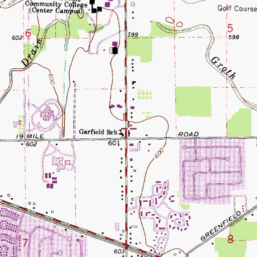 Topographic Map of Garfield School, MI