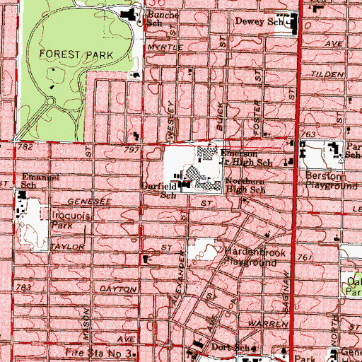 Topographic Map of Garfield School, MI