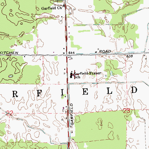 Topographic Map of Garfield-Fraser School, MI