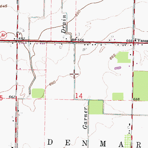Topographic Map of Garner Drain, MI